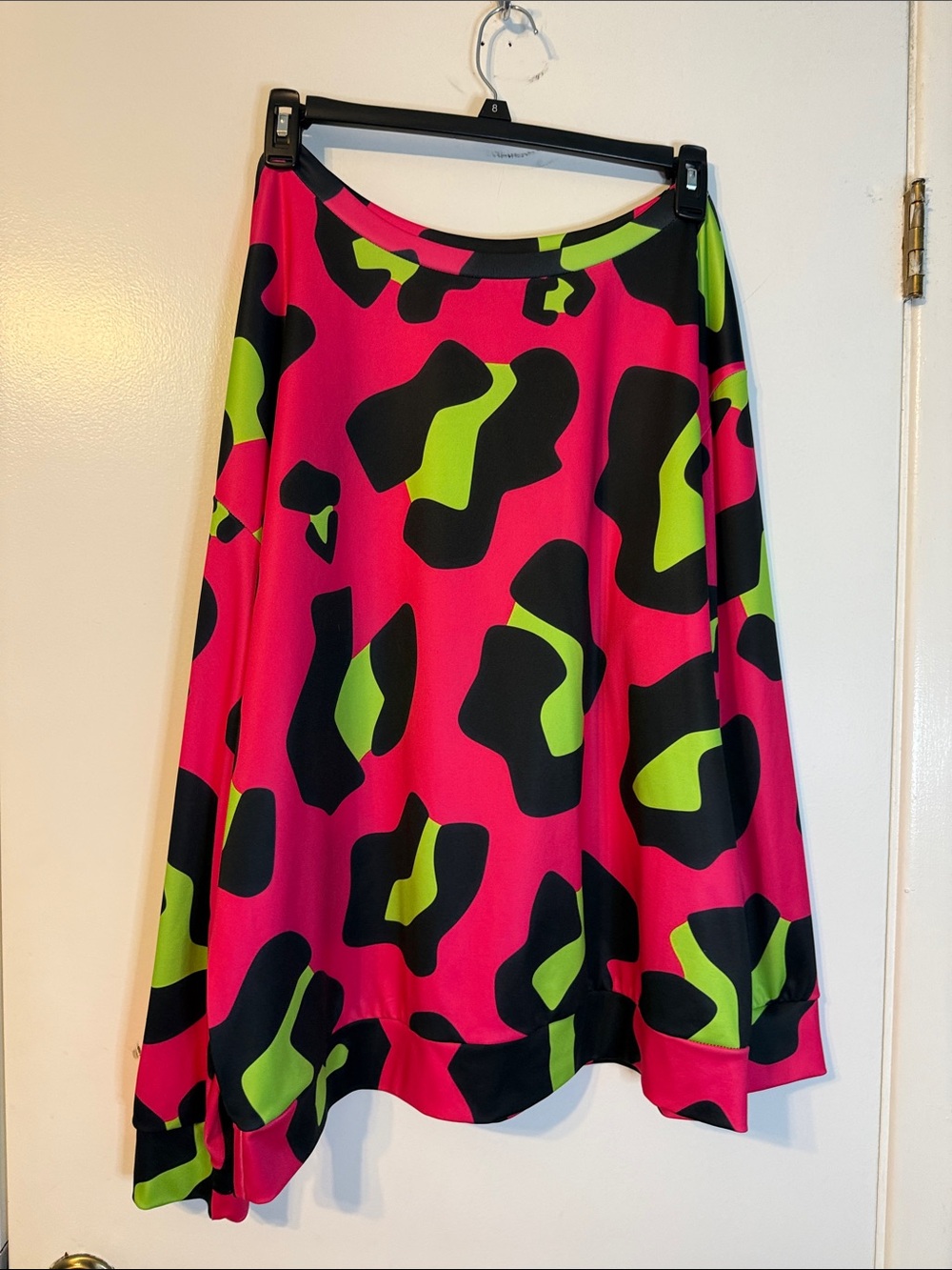 Bold Pink & Lime Pattern off one shoulder blouse size 2xl